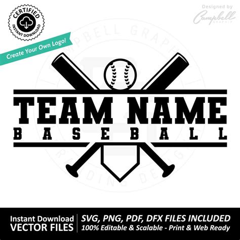 Baseball Svg Softball Svg Instant Download Team Logo Printable Svg