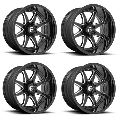 Set 4 Fuel D749 Hammer 20x10 5x150 Gloss Black Milled Wheels 20" -18mm ...