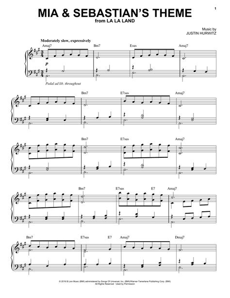 Mia And Sebastian S Theme Sheet Music By Justin Hurwitz Easy Piano