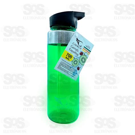 Garrafa Esportiva Transparente Faixa Inox 700ml Caerus CRS 1715