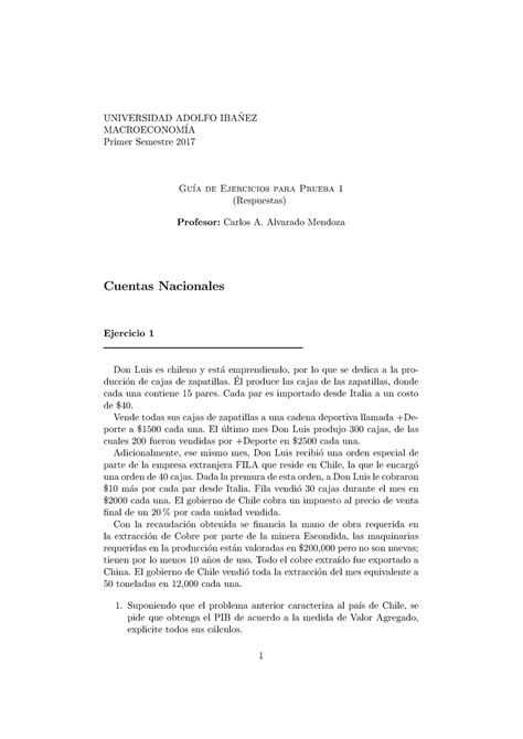 Guia1 respuestas Guia con respuestas Macroeconomía profesor Alvarado