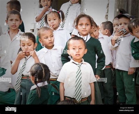 School children in their uniforms, eastern Nepal Stock Photo - Alamy