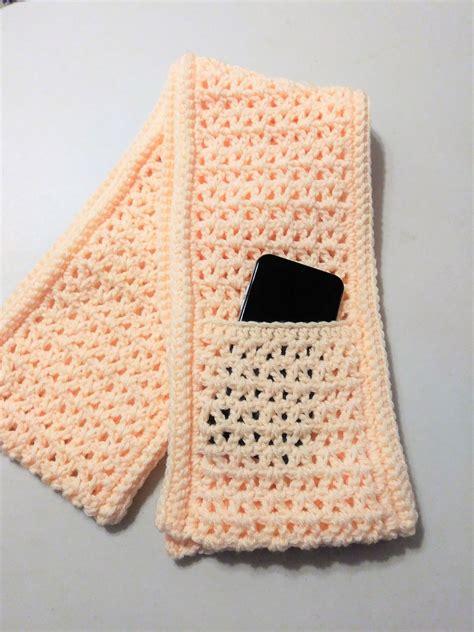 Pocket Scarf, Peach Scarf, Warm Scarf, Ladies Scarf, Scarf With Pocket ...