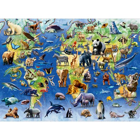 Puzzle 500 pièces Planisphère animaux en danger Ravensburger Rue