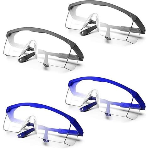 Surlunettes de Protection 4 Pièces Lunettes Transparentes de Sécurité