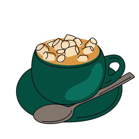 Premium Vector Hand Drawn Hot Chocolate Or Cocoa With Marshmallows In