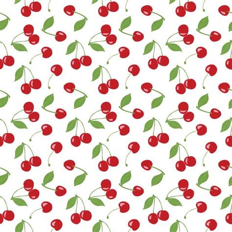 Premium Vector Seamless Cherry Pattern Red Cherries And White