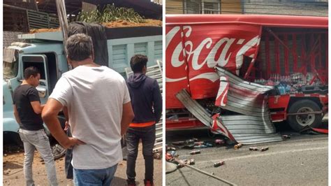 Se quedan sin Coca Cola de vidrio en Huixquilucan camión se queda sin