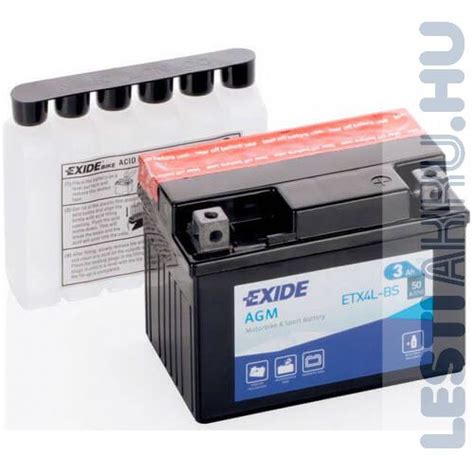 EXIDE Bike AGM Motor Akkumulátor YTX4L BS 12V 3Ah 50A Jobb