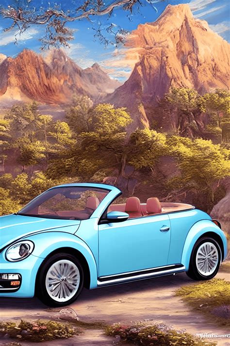 2019 Baby Blue Metallic Vw Beetle Convertible · Creative Fabrica