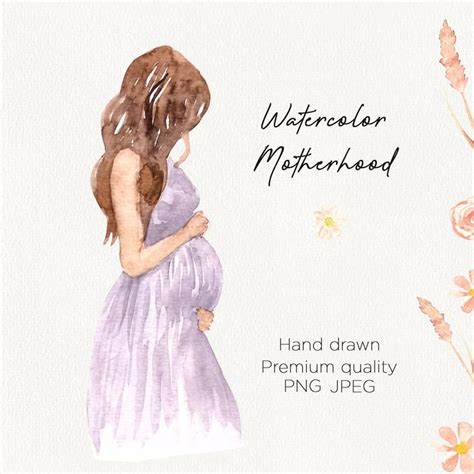 Watercolor Maternity Clipart Pregnancy Announcement Etsy Çizimler