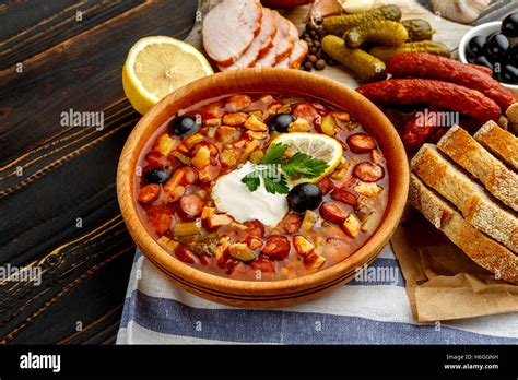 Solyanka Russian Traditional Meat Soup Stock Photo Alamy