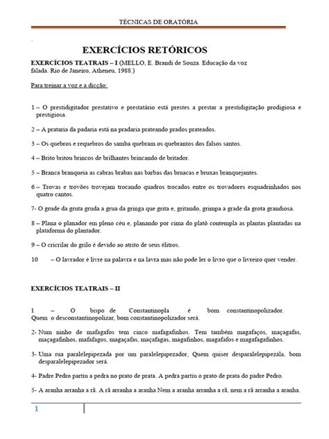 Exercícios De Oratória Pdf