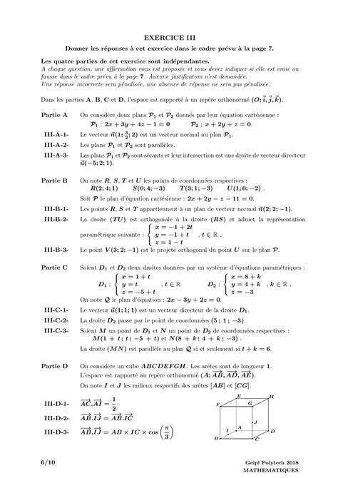 Concours Geipi Polytech 2018 Série S Mathématiques Corrigé AlloSchool