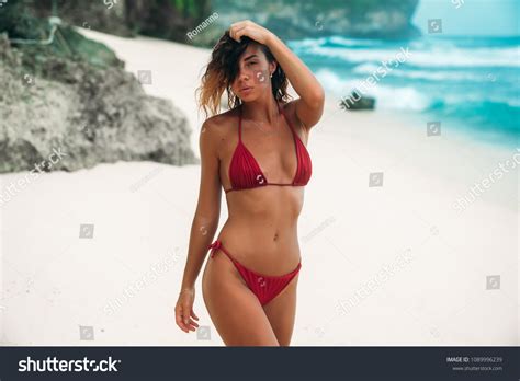 Portrait Gorgeous Woman Red Bikini On Stock Photo Shutterstock