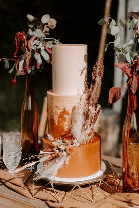 Burnt Orange Wedding Cake Ember Memoir Picture Show