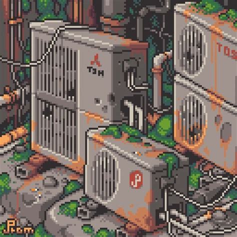 JPtom on Instagram: “Rusted air conditioners ... #pixelart #ドット絵 ...