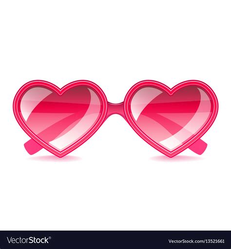 Pink Hearts Sunglasses Isolated On White Vector Image