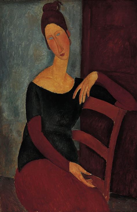 Amedeo Modigliani Portrait of Jeanne hébuterne putting his hand on the