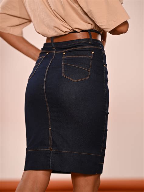 Saia Jeans Elastano Evangélica Cinto Anagrom Ref 242 Anagrom