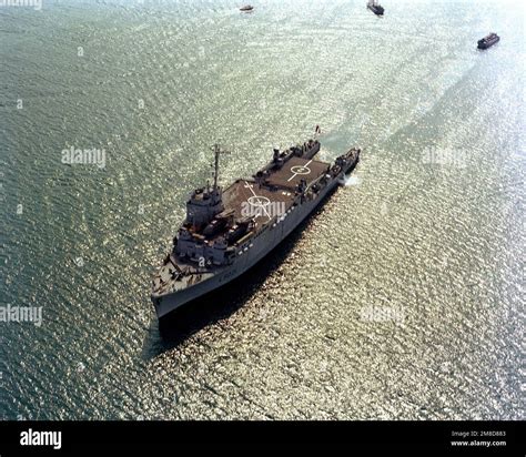 An Aerial Port Bow View Of The Of French Landing Ship Dock FS OURAGAN