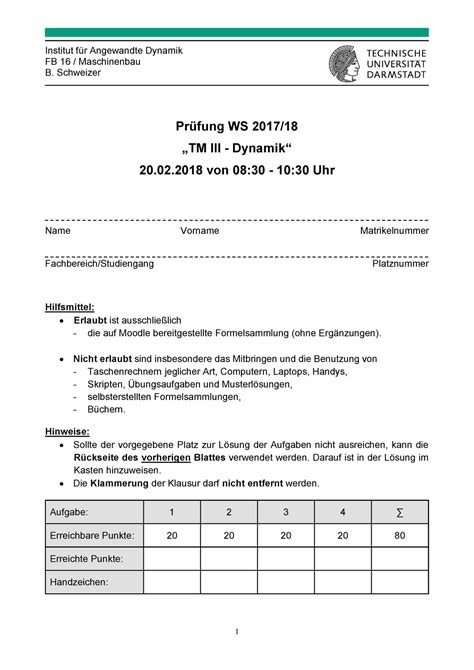 Klausur 20 Februar Fragen und Antworten Institut für Angewandte