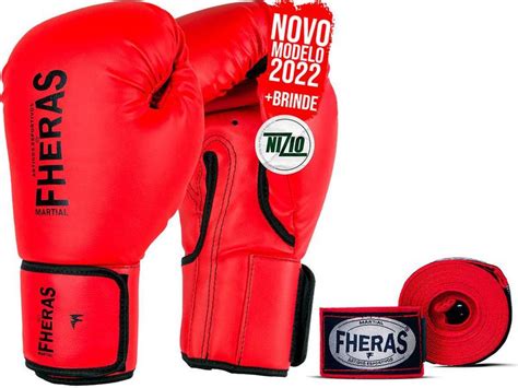 Kit Muay Thai Luva Vermelha Boxe Tradicional Bandagem Oz Fheras