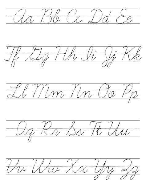 Zaner Bloser Handwriting Chart Printable