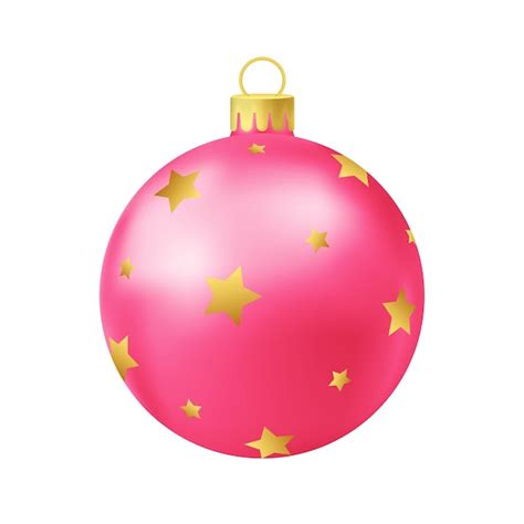 Premium Vector Pink Christmas Tree Ball With Gold Star