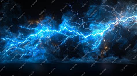 Premium Photo | Modern illustration of blue lightning on a black background