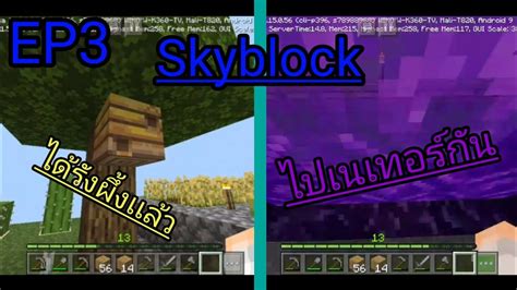 Minecraft Skyblock Ep3 ได้รังผึ้งเเล้วกับประตูเนเทอร์เเละเเปลงผักสุดop Youtube