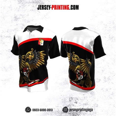 Baju Kaos Jersey Menembak Perbakin Kerah Polo Hitam Putih Merah Motif Garuda Pancasila Jersey