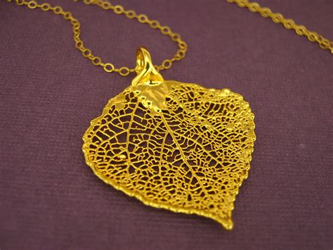 Natural 24k Gold Dipped Aspen Leaf Necklace On 14k Gold Chain A Photo On Flickriver