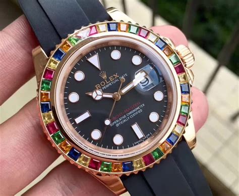 Replica Rolex Yacht Master Swiss Automatic Sats Rainbow Bezel