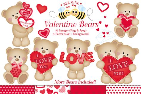 Valentine Clipart Valentine Bear Graphics And Illustrations Bears By Jo Kavanagh Designs