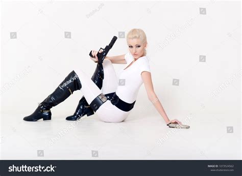 Sexy Blonde Gun Hand Stock Photo 1073524562 Shutterstock