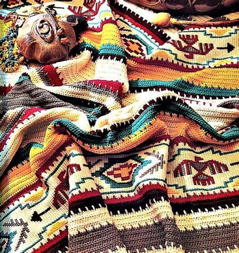 Vintage Crochet Afghan Indian Blanket Pattern PDF Instant - Etsy