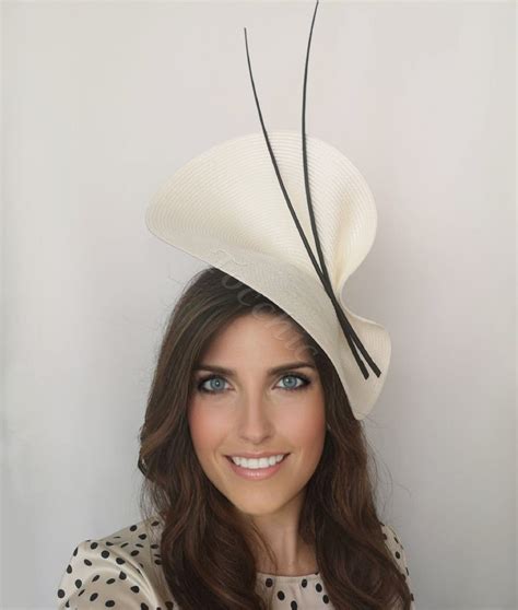 Elegant White And Black Fascinator White Wedding Hatwhite Etsy