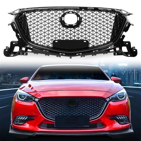 G Plus Gloss Black Honeycomb Front Bumper Upper Grille Black Fit For