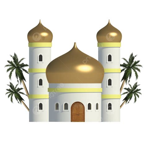 Ramadan Png D Vector D Mosque Dome Gold With Palm Tree In Ramadan