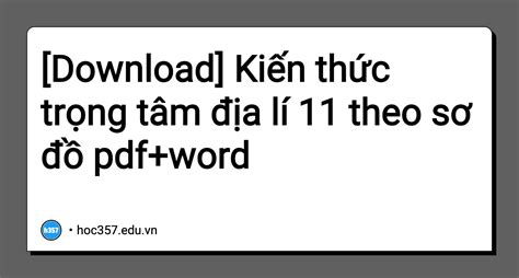 Hình Minh Họa Kiến Thức Trọng Tâm địa Lí 11 Theo Sơ đồ