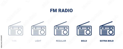 fm radio icon thin light regular bold black fm radio icon set