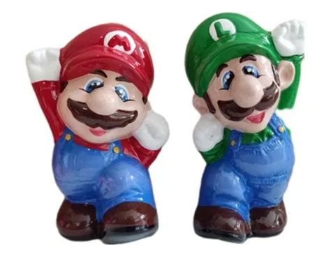 Mario Bros Alcancias De Cerámica 2 Pzas Mario Y Luigi Meses sin intereses