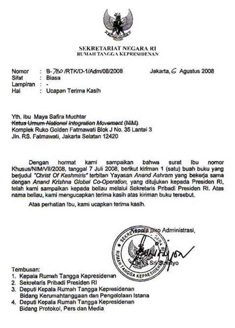 Surat Ucapan Terima Kasih Resmi