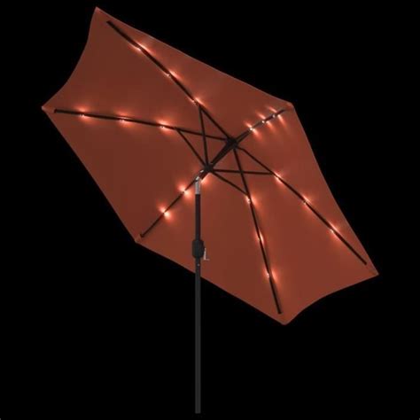 Atyhao Parasol D Ext Rieur Avec Led Et M T En Acier Cm Terre Cuite