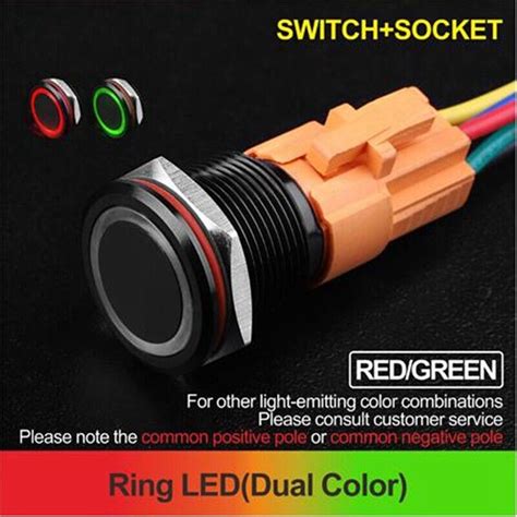 22mm Tri Color LED Momentary Ring Illuminated Aluminum Oxide Push