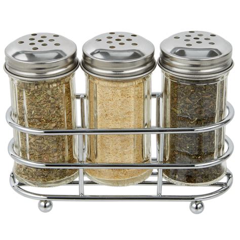 Tablecraft 659n 2 Oz Fluted Glass Condiment Shaker And Rack