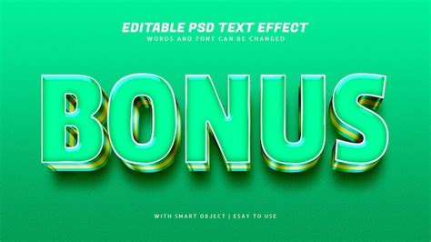 Premium Psd Bonus 3d Green Text Effect Editable