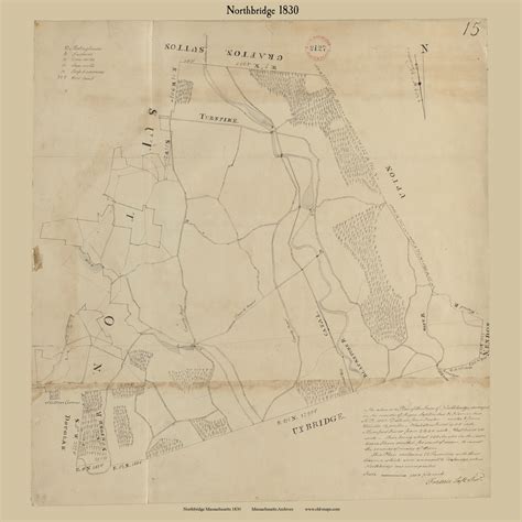 Northbridge Massachusetts 1830 Old Town Map Reprint Roads Place