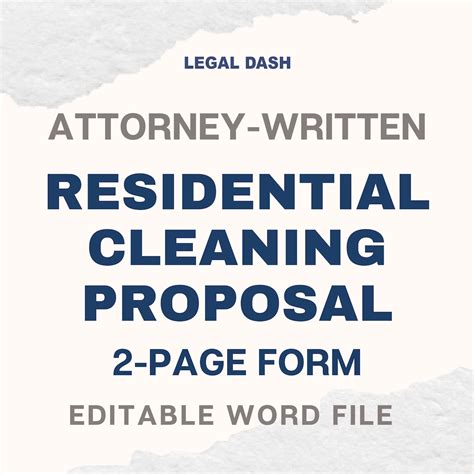 Residential Cleaning Proposal Template Attorney Written Editable